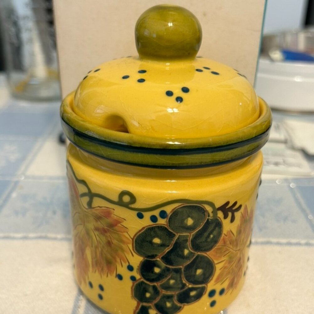 Blue Ridge Designs Ceramic Sugar Bowl - Grape Vine Theme